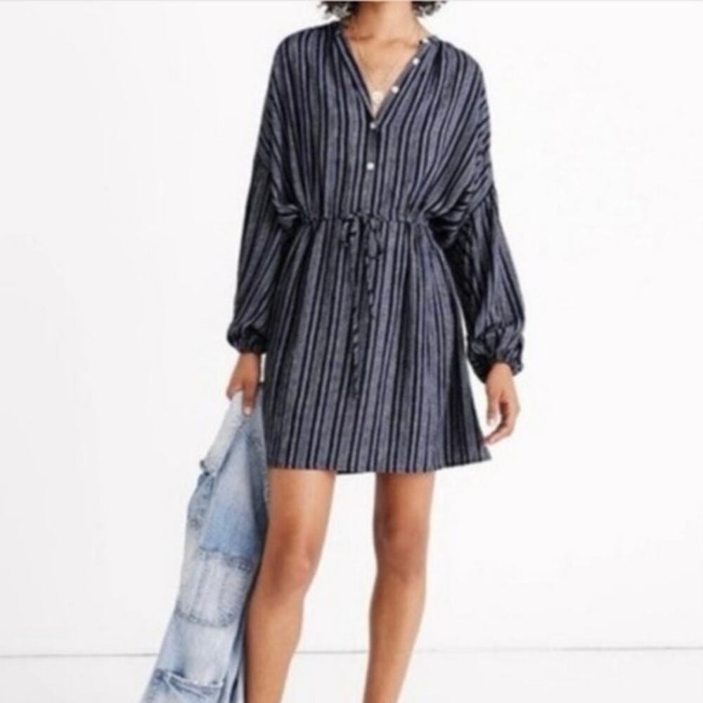 Christy Dawn striped shirt dress midi blue white size XXL vacay resort casua